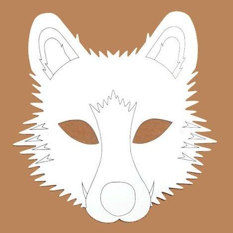 Pack of 10 Plain Card Children's Wolf Face Mask to Colour In for Party Bags