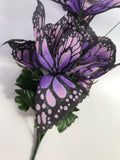 Artificial Butterfly Flower Bush 38cm with 6 Purple Butterfly Flowers