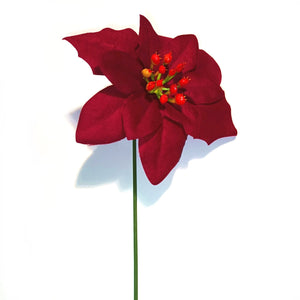 Artificial Red Poinsettia Flower Pick 18cm
