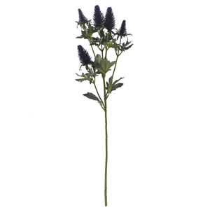 Artificial Sea Holly flower stem with purple faux flowers