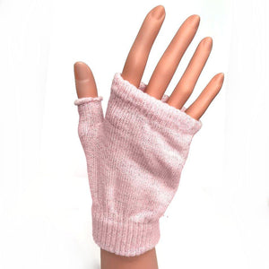 Knitted Fingerless Gloves With Silver Threads