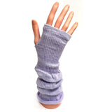 Purple Long Fingerless Knitted Gloves With Silver Sparkle