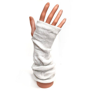 Long Fingerless Knitted Womens Gloves With Silver Sparkle