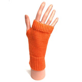 Orange Knitted Fingerless Gloves Unisex
