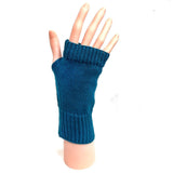 Blue Knitted Fingerless Gloves Unisex
