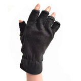Black Fingerless Winter Gripper Gloves - Medium to Large