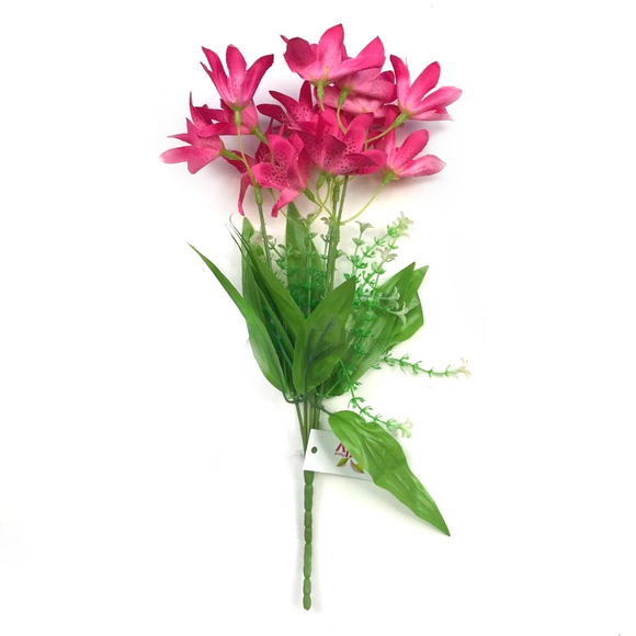 Artificial Wild Lily Plant with Dark Pink Faux Flowers