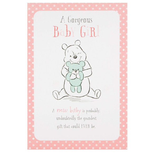 Winnie the Pooh New baby Girl Greetings Card by Hallmark