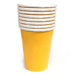 Pack of 8 Yellow Paper Cups - Party Tableware and Yellow Party Supplies